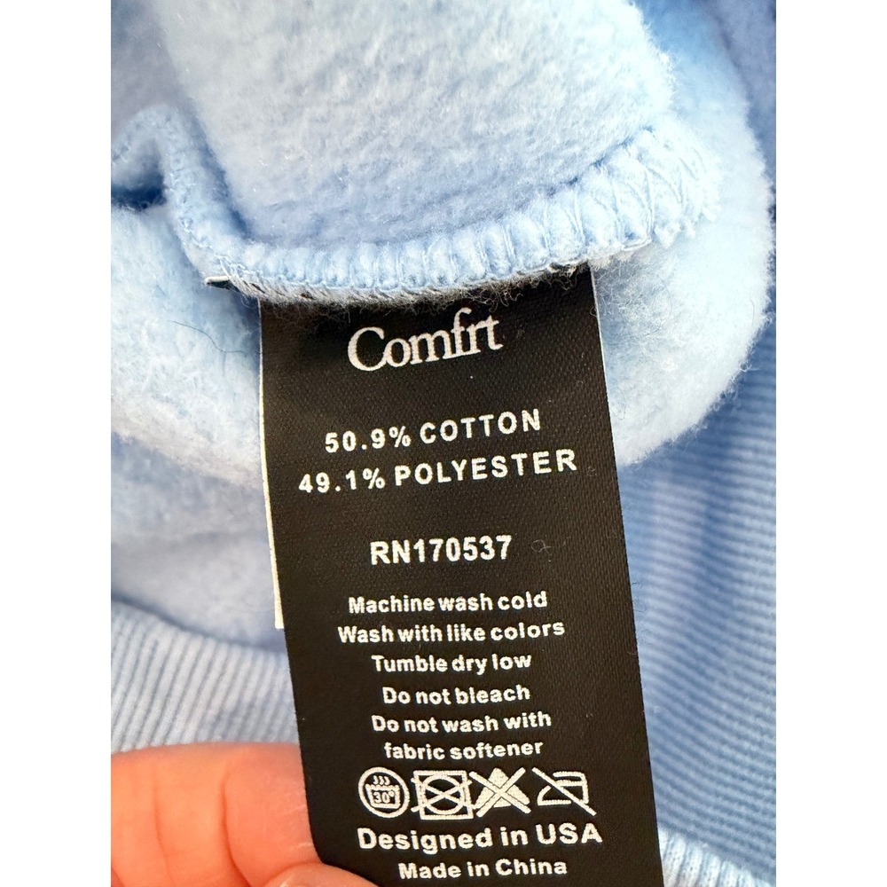 Comfrt Cloud Hoodie Light Blue Embroidered Logo Oversized Sweatshirt Women's Med - Picture 7 of 7